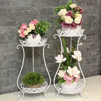 Vintage Metal Plant Stand Decorative Planter Holder Flower Pot Shelf Home Garden • £10.94