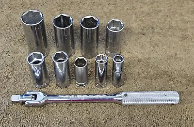 9 Wright Socket Set Breaker Bar 3/8  Drive Deepwell SAE 3426 6 PT 7/8  13/16 3/4 • $36.96