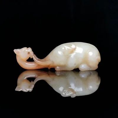 30% Off Exquisite Jade Ornament - Scene Of Elephant With Dragon • £320