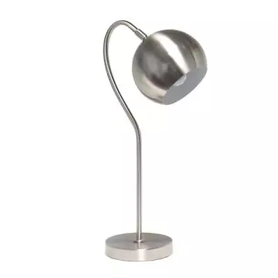 Unbranded Table Lamp 20  Bedside Metal Novelty W/ Dome Shade Brushed Nickel • $65.01