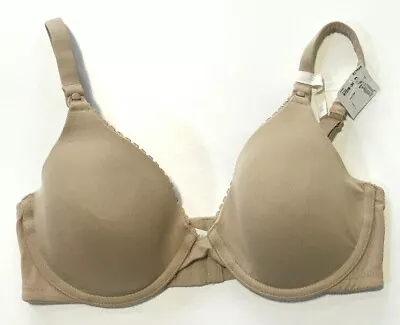 Motherhood Womens 34B Maternity Nursing T-Shirt Bra BEIGE Nude Contour Underwire • $0.99