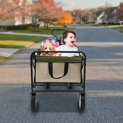 Folding Beach Wagon Garden Cart Sport Storage Utility 4 Wheel Kids 360° Swivel • $67