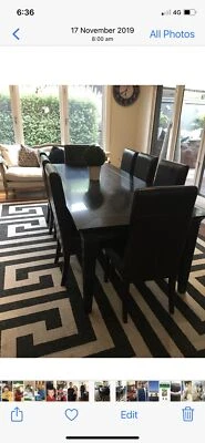 Dining Chairs PU Leather X 8 With Dark Wooden Legs • $300