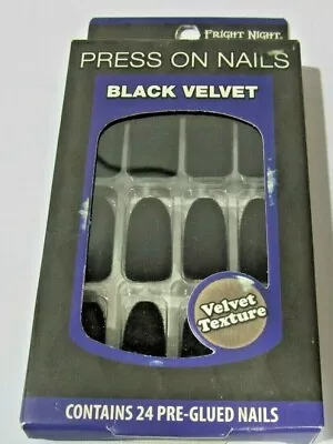 Fright Night Press On Nails  Black Velvet  1 Pack Of 24 Pre-Glued Nails • $10.99