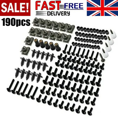 190PCS Complete Motorcycle Fairing Bolts Kit Panel Speed Clip Fastener Screw • £16.59