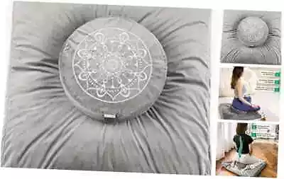  Large Meditation Cushion And Zabuton Mat Set Meditation Pillow And Sliver Grey • $116.44