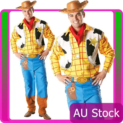 Toy Story Woody Costume Disney Adults Mens Fancy Dress Cowboy + Wild Western Hat • £53.92