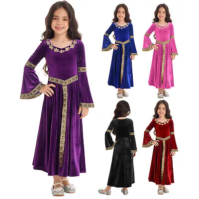US Kids Girl Medieval Renaissance Princess Dress Halloween Fancy Cosplay Costume • $25.79
