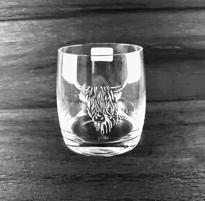 Highland Cow Engraved Crystal Whisky Glass Tumbler Gift 350ml • £12.95