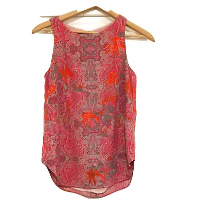 CABI #127 Women’s XS Pink Paisley Print JUBILEE Sleeveless TUNIC TANK TOP • $12.88