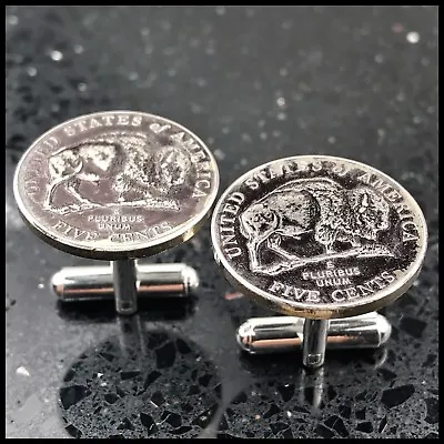 New Cufflinks Modern Bison Buffalo Nickel 5 Cent Coin Currency Money Americana • $11.99