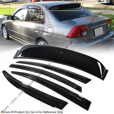 Jdm Smoke Side Door Visor+ Rear Window Visor For 2001-05 Es1 Es2 Honda Civic 4dr • $62.99