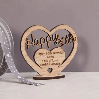 £4.95 • Buy Personalised Wooden Heart For 21st 50th 60th Special Birthday Gift Message Stand