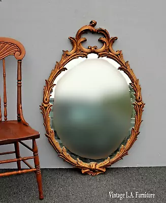 Vintage French Provincial Scrolled Gold Wall Mantle Mirror • $748