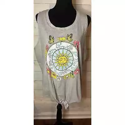 Womens Organic Generation Sun Moon Tank Top Knotted Waist Size 2X Knit T Shirt • $14.70