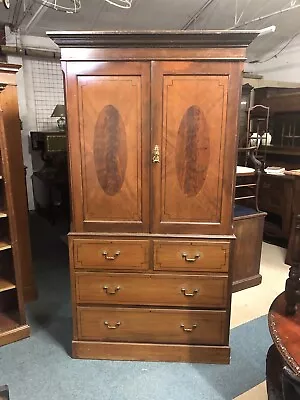 Jas Shoolbred Mahogany Linen Press Wardrobe • £395