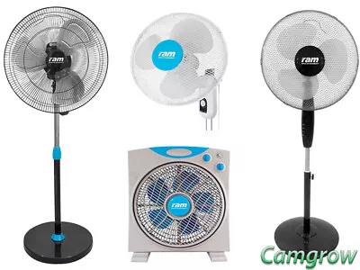 RAM  Cooling Fans - Pedestal Oscillating Fan 18 & 16  Wall Fan 16  & Eco Fan 12  • £67.95