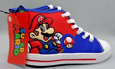 Super Mario Brothers High Top Sneakers Kids Size 13 Mario Luigi Nintendo Shoes • $29.99