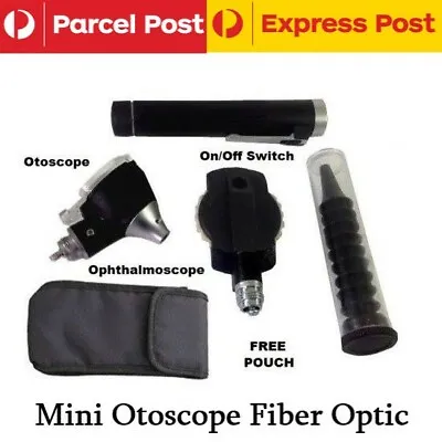 Mini Otoscope Ophthalmoscope Fibre Optic Medical Ear Examination Premium Black • $27.99