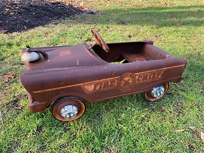 Pedal Car Vintage Fire Chief 1950s Style Nice All Original Metal Patina • $650