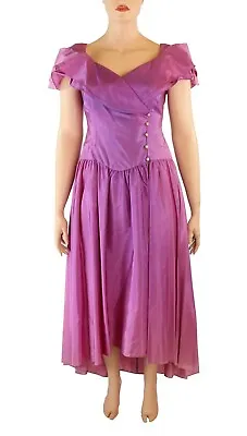 Unbranded Vintage 80s Purple Taffeta Party Prom Bridesmaid Dress Sz 16 • $94.98