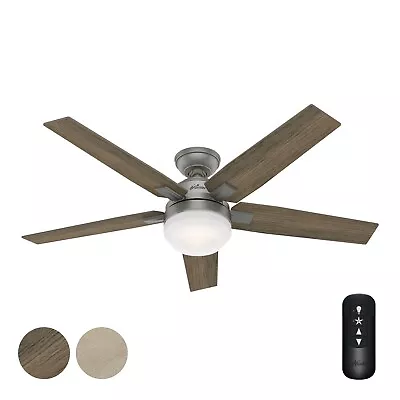 Hunter Fan 52 In Contemporary Matte Silver Ceiling Fan With Light Kit And Remote • $98.89