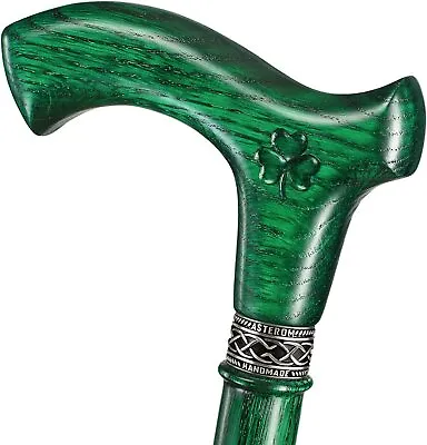 Custom Irish Walking Cane For Men Women - Carved Shamrock - Oak Wood Canes • $88.50