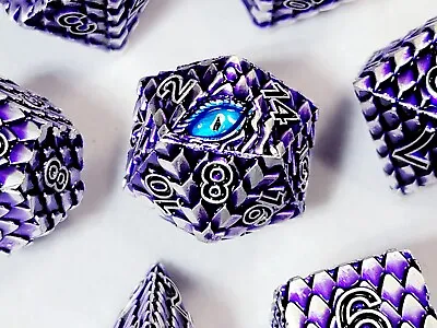 Purple Basalisk's Gaze | Metal DnD Dice Set | Dungeons And Dragons | 7 Dice RPG • $44.95