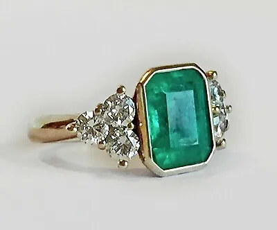 2.85 Ct Emerald Cut Lab Created Green Emerald Engagement 14K Gold Plated Ring • $66.50