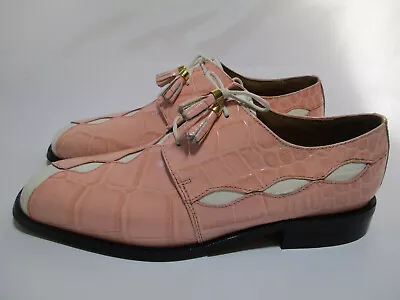 Stacy Adams MONTREL Pink W/ Ice Croc Tassel Lace Up Dress Shoe Men's 8.5 M • $20.79