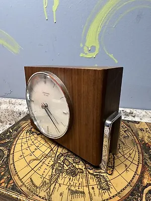  Terrific Rare 60s Vintage Mid Century Modernist Teak Desk Clock Junghans  • $292.50