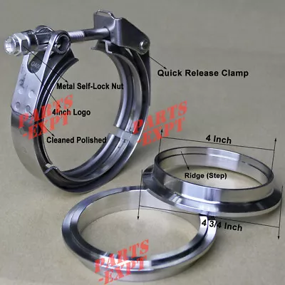 $23.60 • Buy 4inch Quick Release V-band Clamp & T304SS Flange Kit For Turbo Exhaust Downpipe