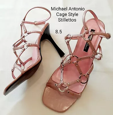 Micheal Antonio Pink Strappy Cage Style Stillettos 8.5 • $23