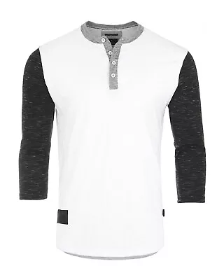 Men's 3/4 Sleeve Baseball Henley – Casual Athletic Button Crewneck Shirts • $24