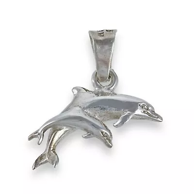 Vintage Mexico Sterling Silver 925 Mother Baby Dolphin Jumping Charm Pendant • $24