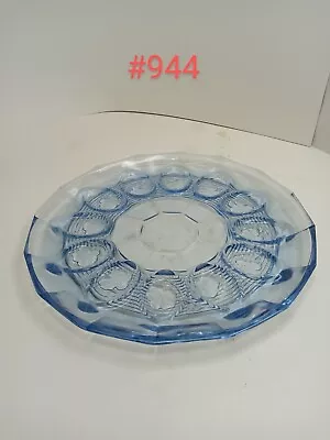 Vintage 12  Heavy Blue Glass Deviled Egg Severing Plate/Platter Holds 12 Eggs • $25
