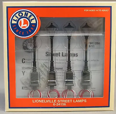 LIONEL 4 PK LIONELVILLE STREET LAMPS Lighted Lamp Post Lighting O GAUGE 6-24156 • $29.94