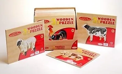 4 Assorted 3D Wooden Animal Jigsaw Puzzles Children's Stocking Filler Craft Kits • £6.89