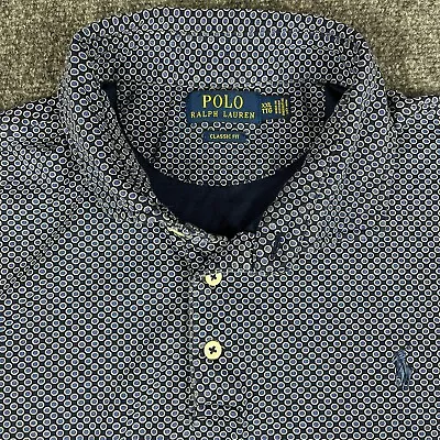 Polo Ralph Lauren Shirt Mens 2XL Blue Short Sleeve Polo Polka Dot Pattern Golf • $24.49