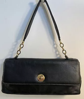 Vintage MARLO Classic Black Leather Purse Shoulder  Bag Rectangular 13”Lx6”H-GC! • $18