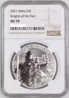 2021 Malta Knights Of The Past 1oz Silver BU Coin NGC MS 70 • $142.80