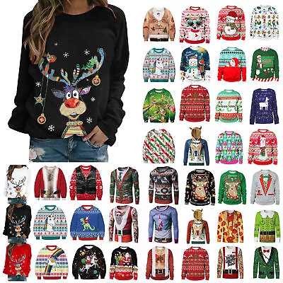 Womens Mens Christmas Pullover Ugly Sweater Xmas Jumper Party Sweatshirt Tops • $27.54