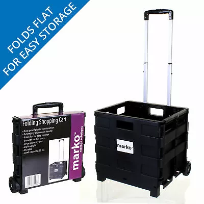 £16.99 • Buy 25KG Shopping Trolley Cart Collapsible Folding Wheels Rolling Car Boot Storage