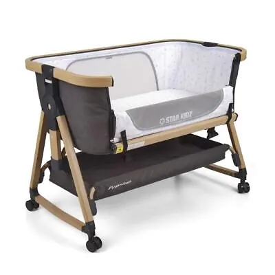 Star Kidz Prossimo Premium Co-Sleeper Bedside Bassinet - Wooden Charcoal • $330