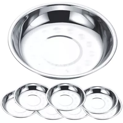  8 Pcs Bbq Tray Dish Metal Trays Stainless Steel Disc Grill Plate • £13.99