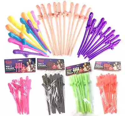 Hen Night Party Fun Willy Straws Dick 12 Colours Pink Red Green Black Glow White • £2.99