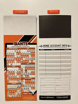 Mlb San Francisco Giants 2024 Magnet Schedule (9  X 3 1/2 ) Teams Dates & Times • $4.50