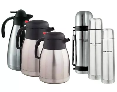 Isolating Thermos Flask Vacuum Jug Bottle For Hot Cold Tea Coffee Soup Traveling • £12.89