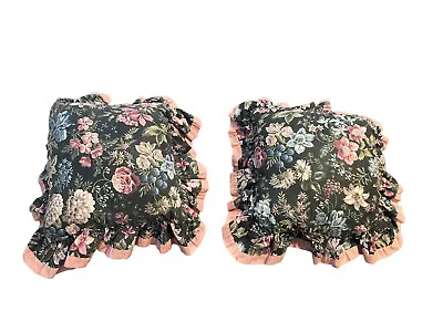 2- Down Fill Pink Floral Lace Throw Pillows 13”x13” Thick 7” Comfy  • $33.99