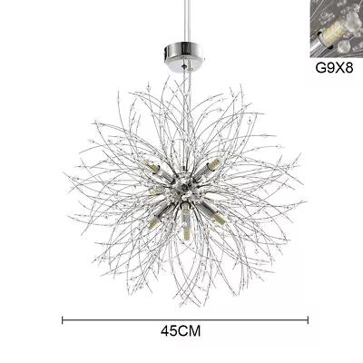 Modern Firework Crystal Chandelier Dandelion LED Ceiling Light G9 8 Bulb Bedroom • £39.95